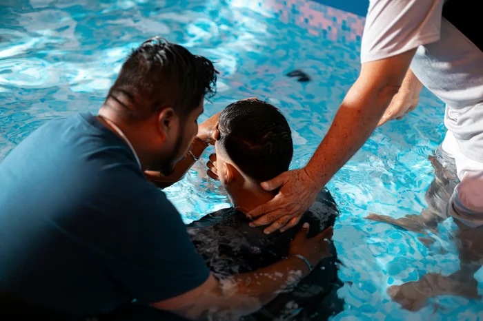 Baptism In The Water At Fargo Church Of The Nazarene, Church In Fargo, OK