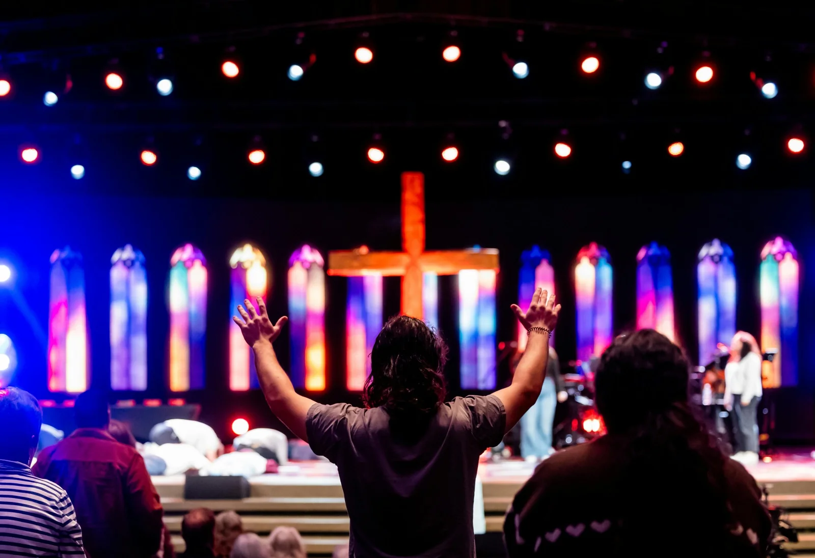 Man Praising At Fargo Church Of The Nazarene, Church In Fargo, OK